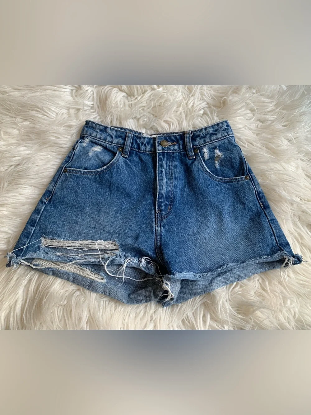 ROLLA'S Dusters High Rise Slim Jean Shorts Blue Size 24